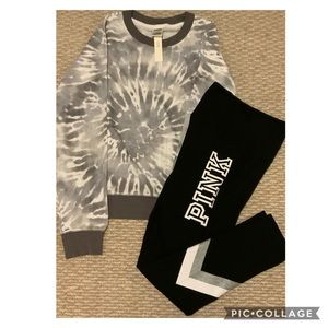 Vs pink leggings and mesh sweater set